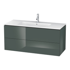 Immagine di Duravit L-CUBE base sottolavabo sospesa L.122 P.48 cm, con 2 cassetti, scasso per sifone e coprisifone, colore grigio dolomite finitura lucido LC624303838