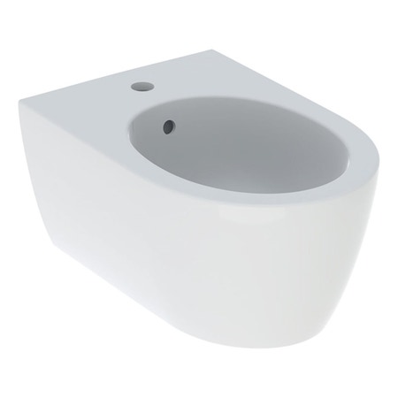 Immagine di Geberit ICON bidet sospeso, con foro rubinetteria e troppopieno, con fissaggio nascosto, colore bianco finitura lucido 501.898.00.1