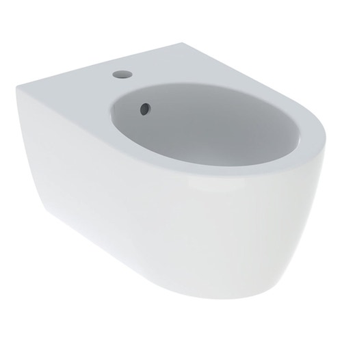 Immagine di Geberit ICON bidet sospeso, con foro rubinetteria e troppopieno, con fissaggio nascosto, colore bianco finitura lucido 501.898.00.1
