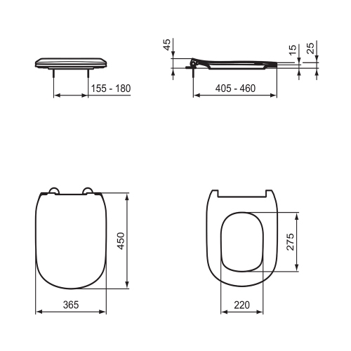Immagine di Ideal Standard TESI sedile slim con chiusura rallentata per vasi Tesi Rml+, colore bianco T552201