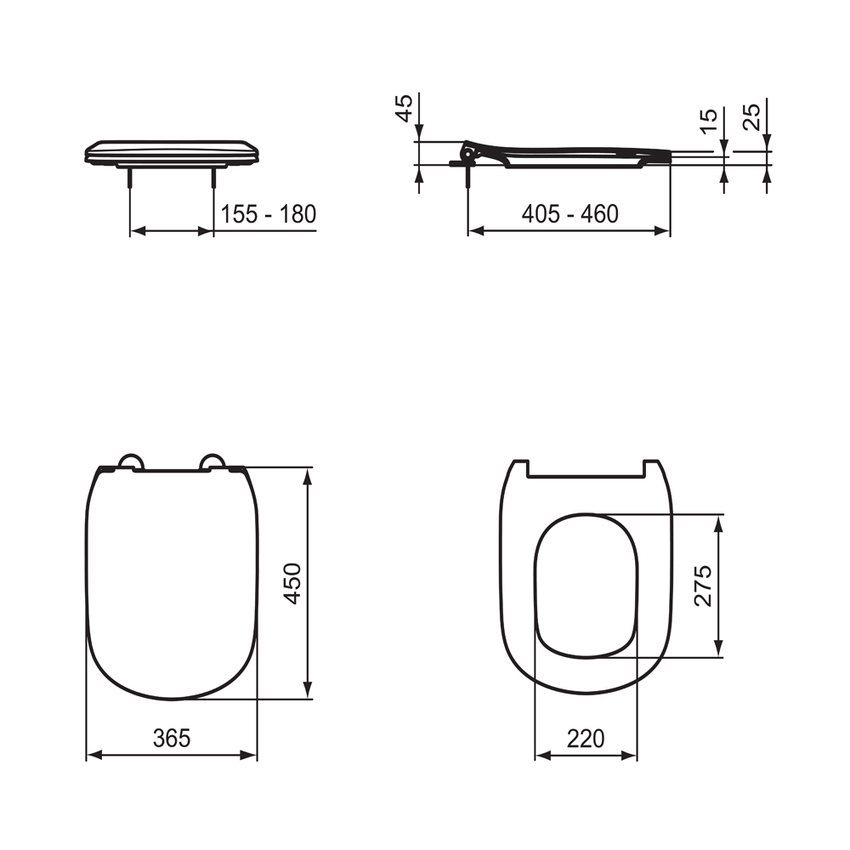 Immagine di Ideal Standard TESI sedile slim con chiusura rallentata per vasi Tesi Rml+, colore bianco T552201