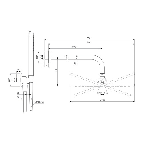 Ideal Standard BD825AA IDEALRAIN kit doccia light tondo con