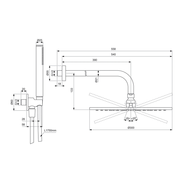 Ideal Standard BD825AA IDEALRAIN kit doccia light tondo con