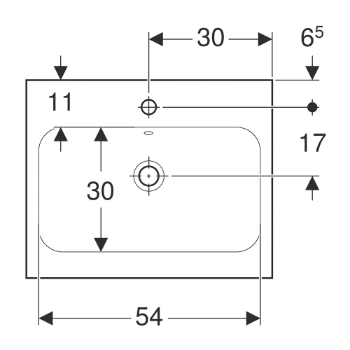 Immagine di Geberit ICON LIGHT lavabo L.60 cm, senza foro rubinetteria, con troppopieno, colore bianco finitura lucido 501.834.00.3