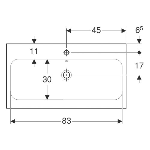 Immagine di Geberit ICON LIGHT lavabo L.90 cm, senza foro rubinetteria, con troppopieno, colore bianco finitura lucido 501.836.00.3