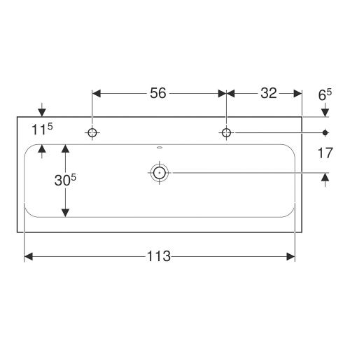 Immagine di Geberit ICON LIGHT lavabo L.120 cm, con due fori rubinetteria e troppopieno, colore bianco finitura lucido 501.837.00.1