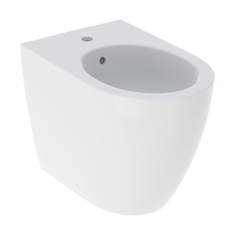 Immagine di Geberit ICON bidet a pavimento, a filo parete, con foro rubinetteria, troppopieno e fissaggi nascosti, colore bianco finitura lucido 502.384.00.1