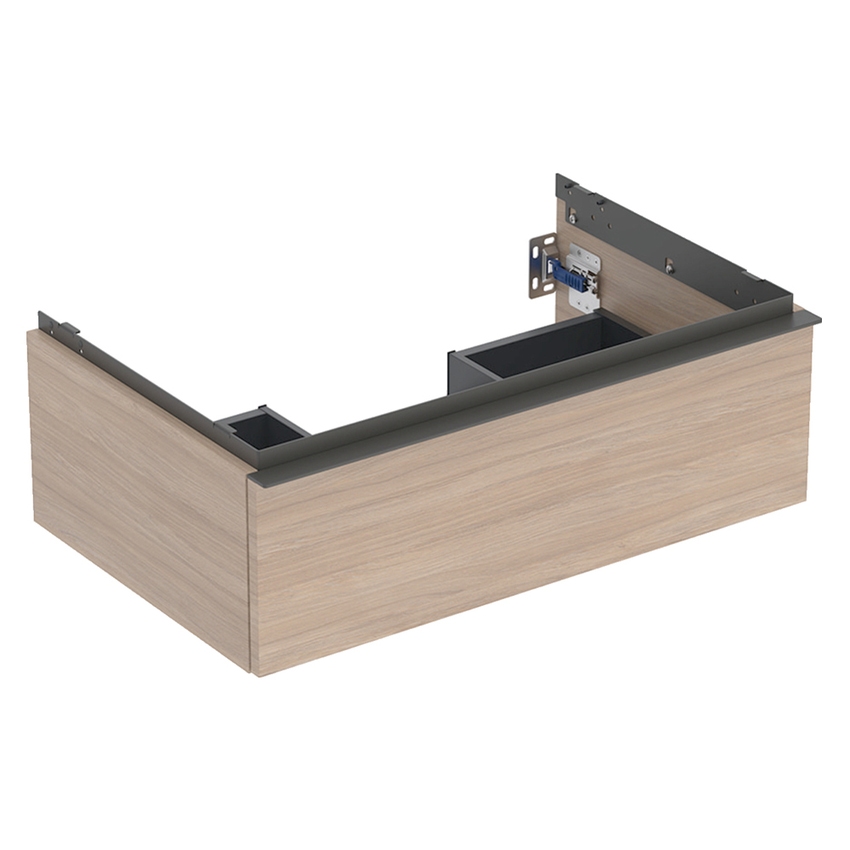 Immagine di Geberit ICON mobile sospeso L.60 cm per lavabo, con un cassetto, maniglia colore lava finitura opaco, mobile finitura rovere 502.311.JH.1