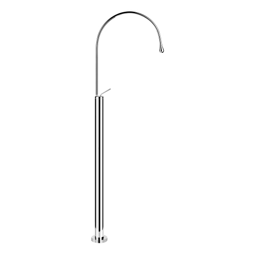 Immagine di Gessi GOCCIA miscelatore lavabo a pavimento H.141 P.43 cm, senza scarico, con bocca girevole, senza corpo incasso, finitura cromo 33626#031