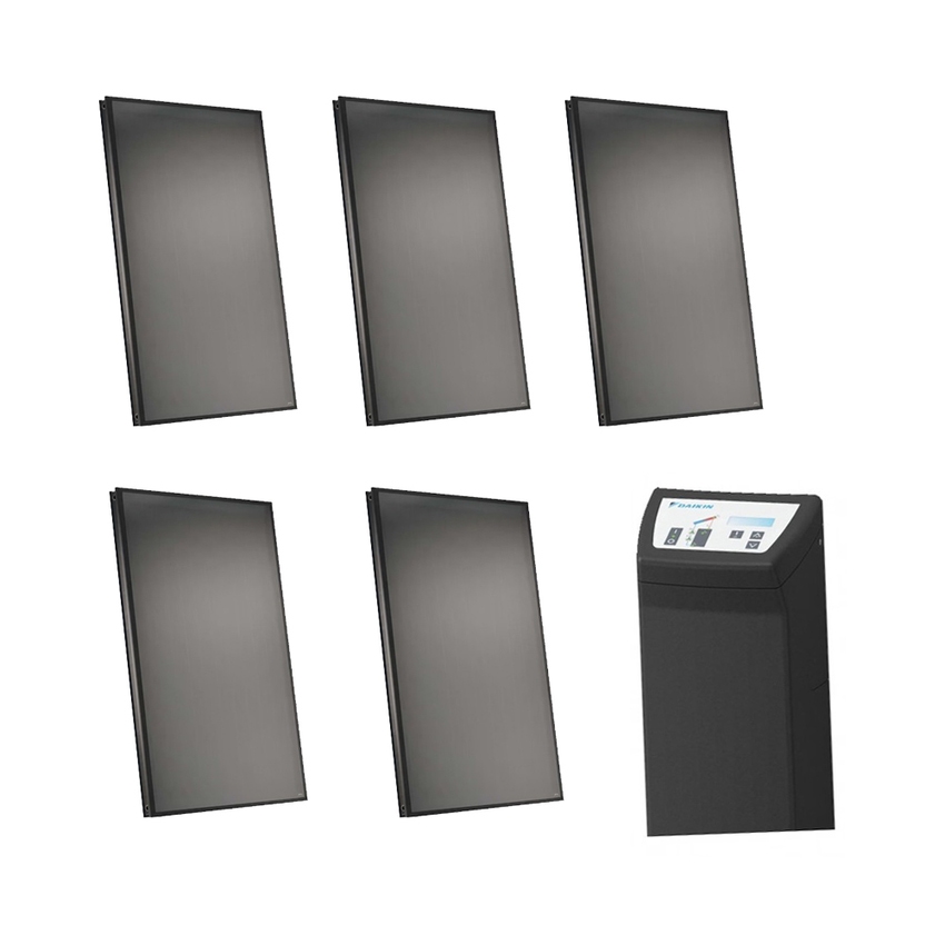 Immagine di Daikin SOLARIS Kit solare con 5 collettori V21, per installazione sopra tetto tegola nero SB.SK5V21DBSTN