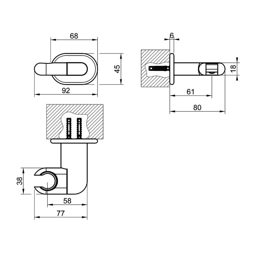 Immagine di Gessi GOCCIA supporto duplex orientabile per doccetta, finitura cromo 33760#031