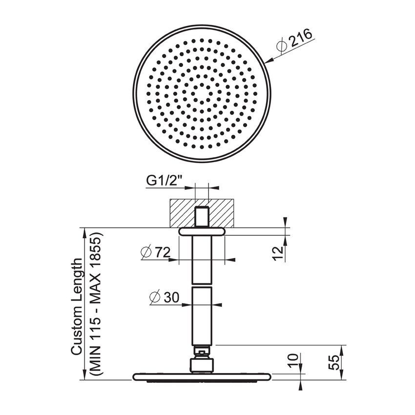 Immagine di Gessi GOCCIA soffione anticalcare per doccia, a soffitto, orientabile e personalizzabile, finitura cromo 33764#031