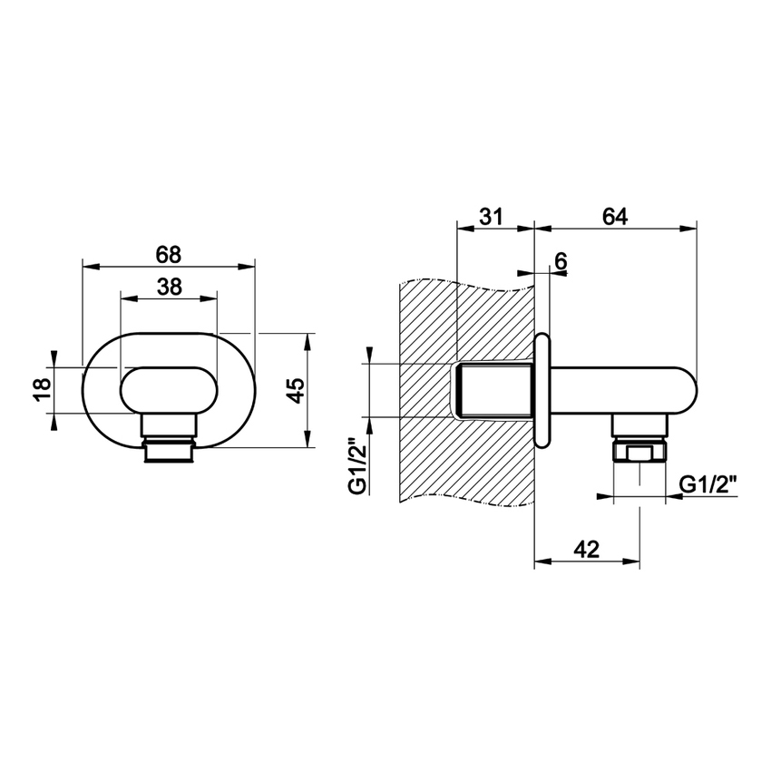 Immagine di Gessi GOCCIA presa acqua, finitura cromo 33769#031