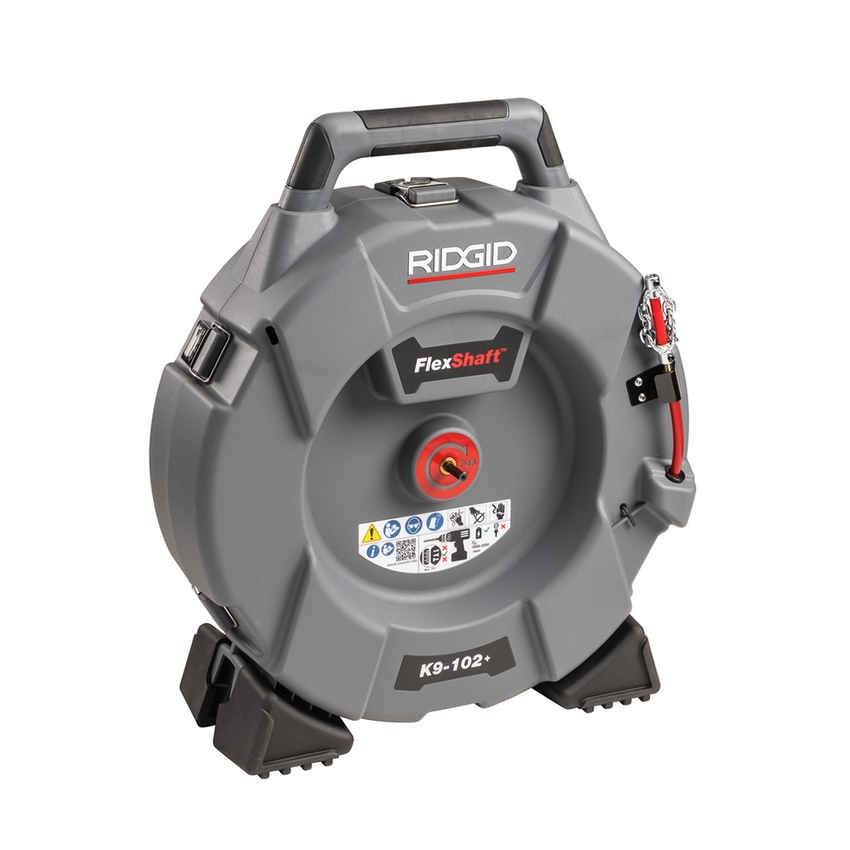 Immagine di Ridgid FlexShaft K9-102+ Stasatrice per pulizia scarichi per tubi da 1" 1/4 - 2" (32 – 50 mm), dotata di cavo da 15,2 m (50') diametro da 1/4" (6 mm) e kit 76193