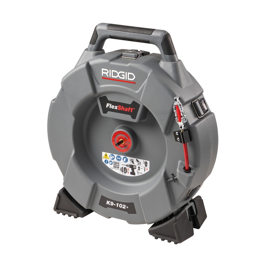 Immagine di Ridgid FlexShaft K9-102+ Stasatrice per pulizia scarichi per tubi da 1" 1/4 - 2" (32 – 50 mm), dotata di cavo da 15,2 m (50') diametro da 1/4" (6 mm) e kit 76193