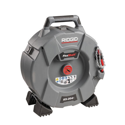Immagine di Ridgid Kit composto da FlexShaft K9-204+ stasatrice per pulizia scarichi per tubi da 2"-4", con cavo da 21,3 m, demolitore FlexShaft K9-204, per tubi 50 mm con 2 catene e cavo FlexShaft DeadCore da 5/16" x 70' 76198+66578+76328