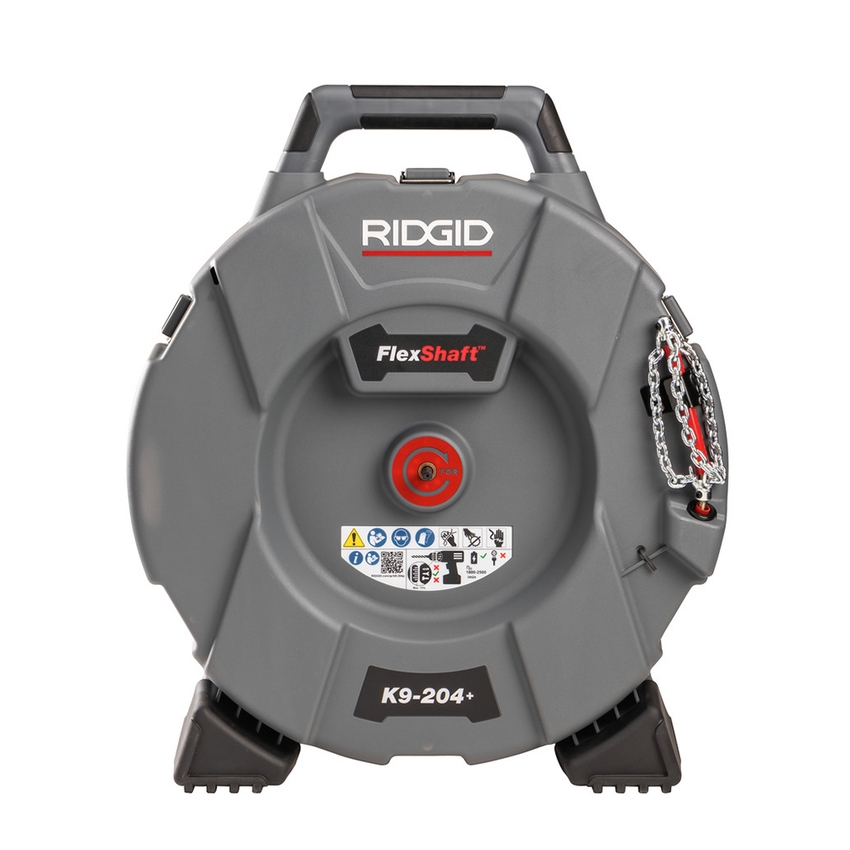 Immagine di Ridgid Kit composto da FlexShaft K9-204+ stasatrice per pulizia scarichi per tubi da 2"-4", con cavo da 21,3 m, demolitore FlexShaft K9-204, per tubi 50 mm con 2 catene e cavo FlexShaft DeadCore da 5/16" x 70' 76198+66578+76328