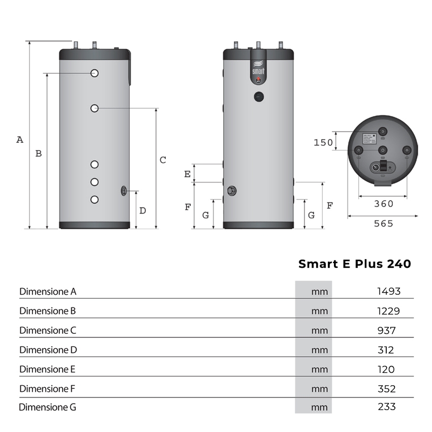 Immagine di ACV Smart E Plus 210 Bollitore Inox Tank in Tank con iniettore capacità 210 litri 784223