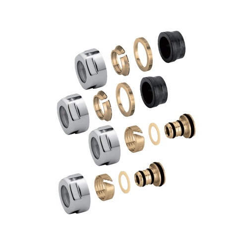 Immagine di Deltacalor Coppia raccordo per tubo rame, diametro 15 mm, finitura cromo AIRC015C