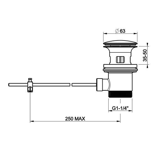 Immagine di Gessi Piletta per lavabo da 1 1/4”, con salterello e troppopieno, finitura cromo 29263#031