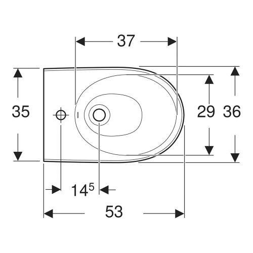 Immagine di Geberit SELNOVA PREMIUM bidet sospeso con fissaggio nascosto, con foro per rubinetteria e troppopieno, colore bianco finitura lucido 501.993.00.1