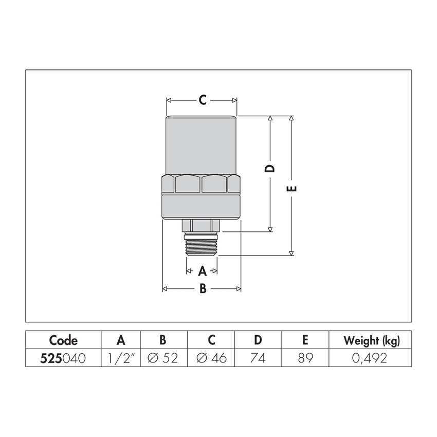 Immagine di Caleffi ANTISHOCK ammortizzatore del colpo d'ariete, attacco G 1/2" A (ISO 228-1) M 525040