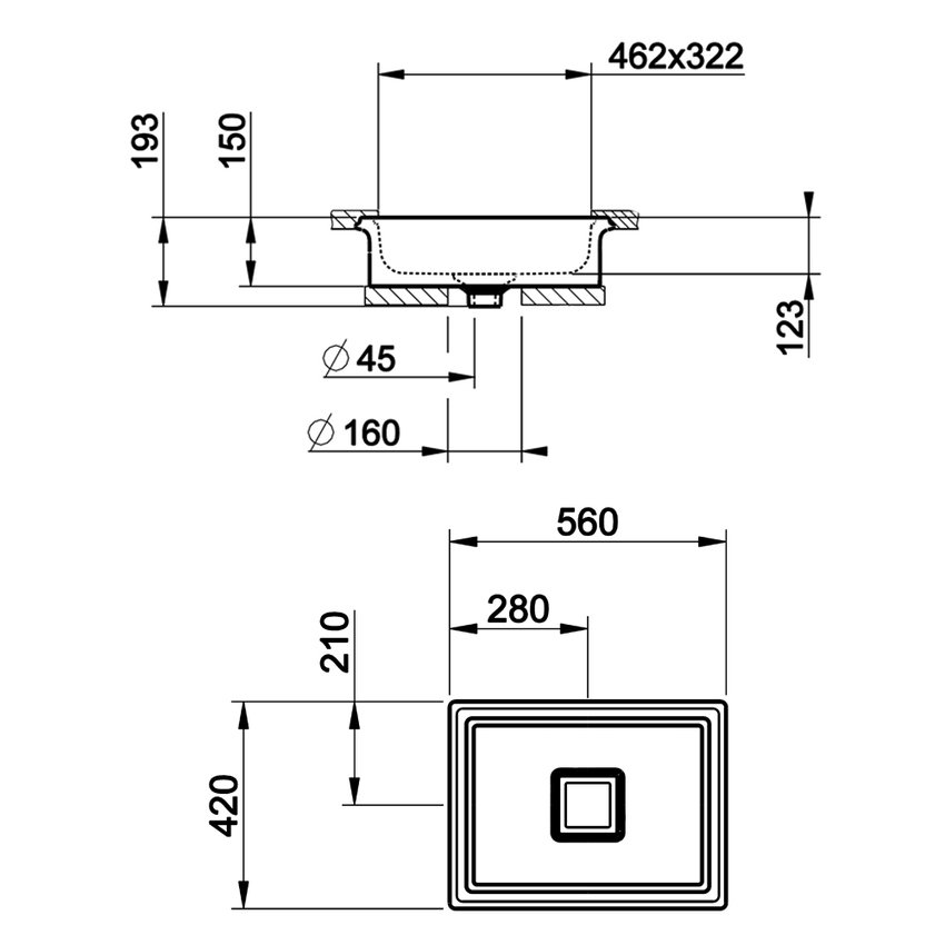 Immagine di Gessi TOTAL LOOK lavabo da appoggio L.56 P.42 cm, senza troppopieno, colore bianco finitura lucido 46805#516