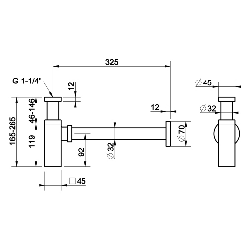 Immagine di Gessi Sifone da 1 1/4", finitura cromo 01410#031