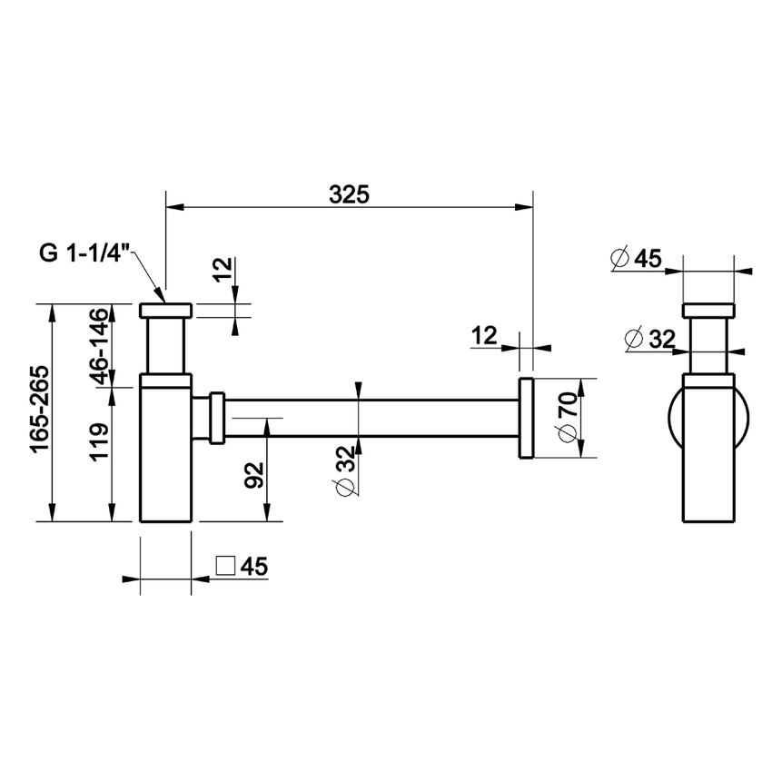 Immagine di Gessi Sifone da 1 1/4", finitura cromo 01410#031