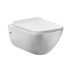 Immagine di Gessi TOTAL LOOK vaso sospeso L.36 P.54 cm, con sedile a chiusura rallentata e sifone integrato, coprifori laterali inclusi, colore bianco finitura lucido 39118#518