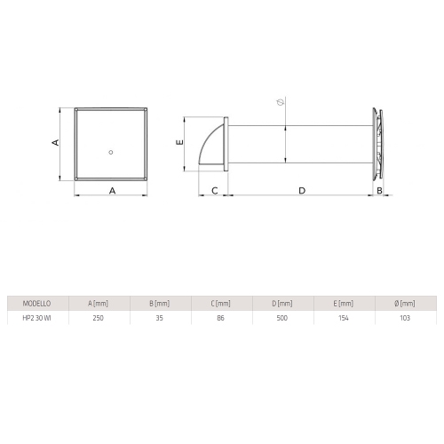 Immagine di Tecnosystemi PICO HP2 30 WI aspiratore-estrattore statico 28 m³/h, con recupero di calore, a parete, alimentatore ad incasso ACD100004