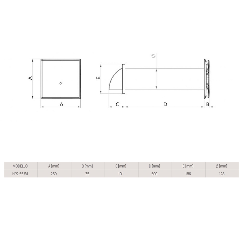 Immagine di Tecnosystemi PICO HP2 55 WI aspiratore-estrattore statico 46 m³/h, con recupero di calore, a parete, alimentatore esterno ACD100002