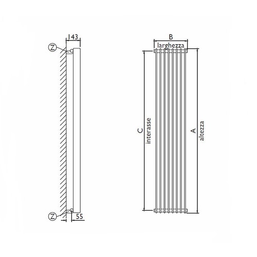Immagine di Deltacalor SPACE SINGOLO radiatore Beige grey lucido h. 600 x L. 498 mm SP1060012S7006G