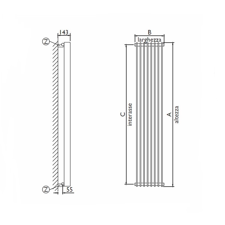 Immagine di Deltacalor SPACE SINGOLO radiatore Beige grey lucido h. 600 x L. 1400 mm SP1060034S7006G