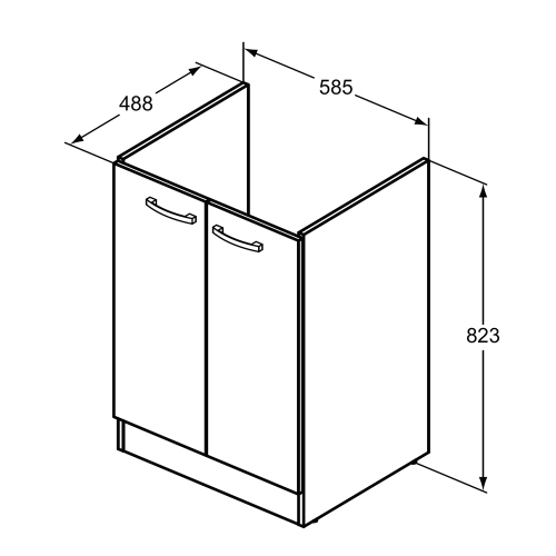 Immagine di Ideal Standard LAGO mobile sottolavatoio con asse in legno L.60 P.50 cm, colore bianco finitura lucido J0029PW
