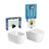 Immagine di Duravit ME BY STARCK set completo sanitari sospesi, vaso con sedile a chiusura ammortizzata e bidet monoforo, colore bianco finitura lucido, moduli installazione COMBIFIX per parete in muratura 110.790.00.1C-ME BY STARCK