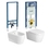 Immagine di Duravit ME BY STARCK set completo sanitari sospesi, vaso con sedile a chiusura ammortizzata e bidet monoforo, colore bianco finitura lucido, moduli installazione DUOFIX per parete in cartongesso 110.790.00.1D-ME BY STARCK