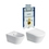 Immagine di Duravit D-NEO set completo sanitari sospesi, vaso con sedile a chiusura ammortizzata e bidet monoforo, colore bianco finitura lucido, modulo installazione DUOFIX 90 per parete in cartongesso 111.016.00.1D-D-NEO