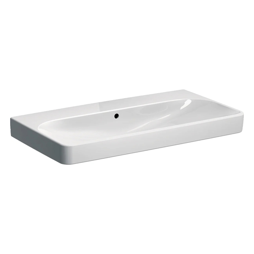 Immagine di Geberit SMYLE lavabo rettangolare L.90 cm, senza foro rubinetteria, con troppopieno, colore bianco finitura KeraTect 500.225.01.8