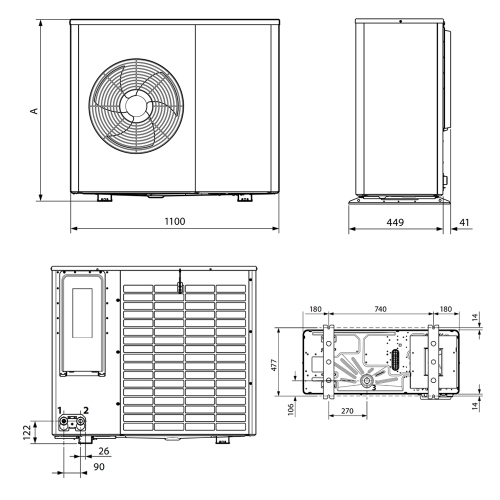 Immagine di Hermann Saunier Duval GeniaAir Mono HA 5-6 O 230 V B3 pompa di calore monoblocco 5 kW con interfaccia e centralina MiPro Sense 0010048491