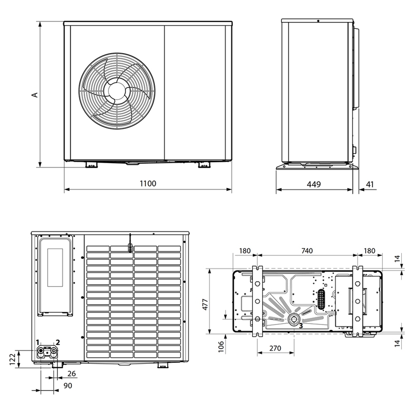 Immagine di Hermann Saunier Duval GeniaAir 8/2 - 230 V pompa di calore aria/acqua 8 kW con interfaccia e centralina MiPro 0010038807