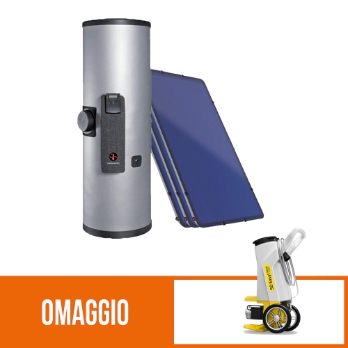 Immagine di Sonnenkraft COMPACT KIT SKR solare a circolazione forzata con 3 collettori SKR area 7,5 mq. e accumulo ACS da 500 l + omaggio FPPRO pompa di carico con fusto e tubi flessibili 230V, 50 m di prevalenza 3617+FPPRO