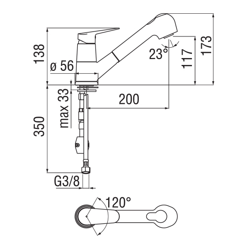 Immagine di Nobili BLUES miscelatore monocomando per lavello H.17 cm, con doccetta estraibile e limitatore di portata, finitura cromo BS101127CR