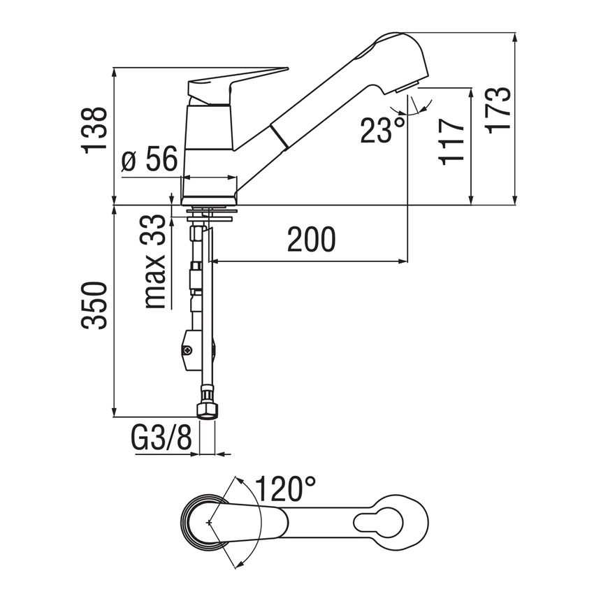 Immagine di Nobili BLUES miscelatore monocomando per lavello H.17 cm, con doccetta estraibile e limitatore di portata, finitura cromo BS101127CR