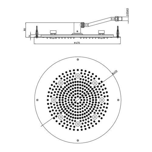 Immagine di Bossini DREAM soffione rotondo Ø 47 cm a controsoffitto, con luci LED RGB e tastiera di controllo per cromoterapia, finitura cromo H37457000030016