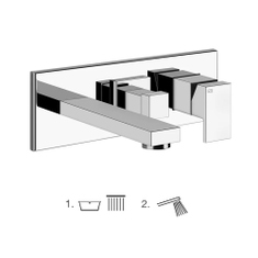 Immagine di Gessi RETTANGOLO SHOWER miscelatore a parete P.20 cm, 2 uscite, con deviatore, finitura copper PVD 44906#030