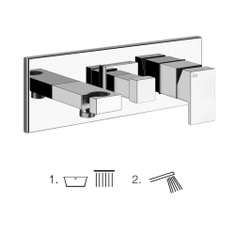 Immagine di Gessi RETTANGOLO SHOWER miscelatore doccia a parete 2 uscite, con deviatore, presa acqua e supporto doccetta, finitura cromo 44911#031