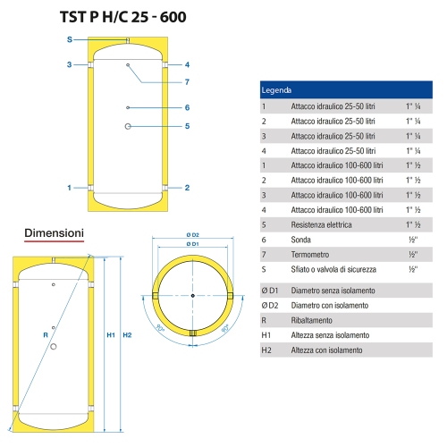 Immagine di ACV TST P H/C 500A Puffer primario in acciaio al carbonio per impianti con acqua calda/refrigerata capacità 500 litri 6 attacchi (Rivestimento in ABS rigido) 003269