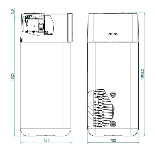 Immagine di Daikin COMPACT R32 500L H/C BIV unità interna bivalente pompa di calore aria-acqua idrosplit con accumulo da 500 l (per unità esterne da 08-10-12 kW) ELSXB12P50E