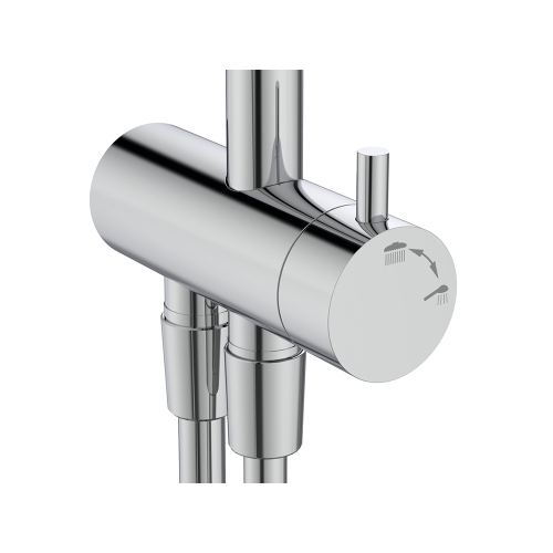 Immagine di Ideal Standard CERAFLOW T25+ colonna doccia con deviatore, soffione Ø 26 cm, supporto doccetta, doccetta Ø 10 cm e flessibile, finitura cromo BD747AA